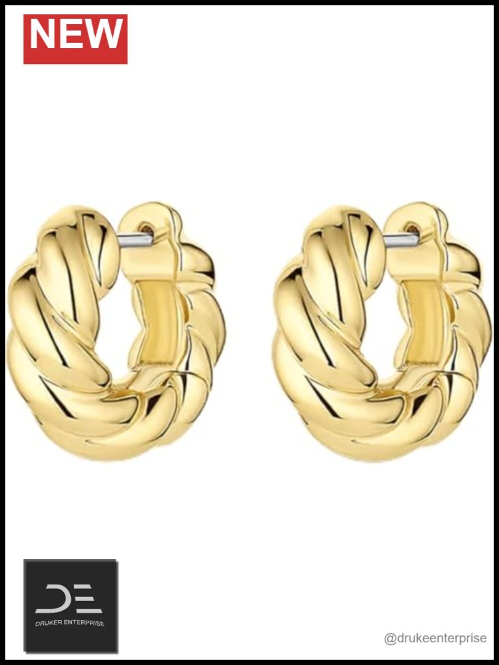 gorjana Crew Helium Huggies Earrings 18k Gold Plated Lightweight Rope Texture